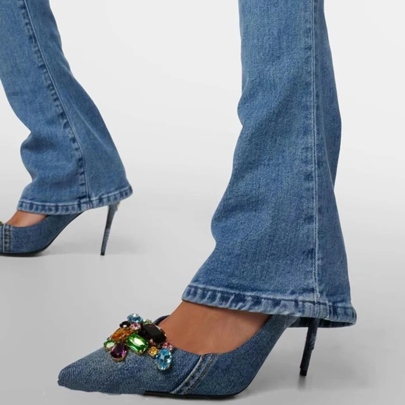 Women's Denim Heeled Party Shoes 2