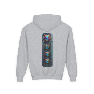 Glowing Cyber Pumpkin Kids Hoodie 52