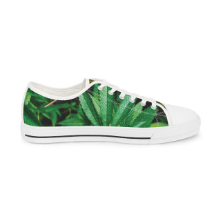 Green Succulent Print Men's Low-Top Sneakers | Aloe Plant Pattern 15