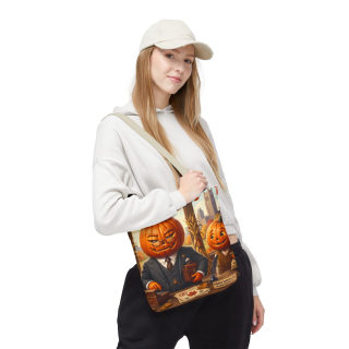 Pumpkin Head Businessmen Tote Bag | Halloween Pumpkin City Illustration 70