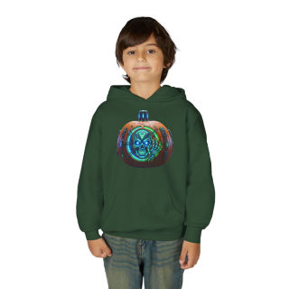 Glowing Cyber Pumpkin Kids Hoodie 23