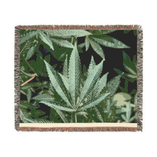 Marijuana Leaf Woven Blanket | Cannabis Plant Throw, Botanical Tapestry 2