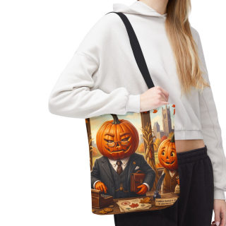 Pumpkin Head Businessmen Tote Bag | Halloween Pumpkin City Illustration 105