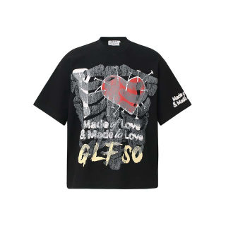 Skeleton Graffiti 'Love' Print Short Sleeve T-Shirt | American Vintage 3
