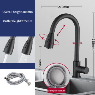 Stainless Steel Pull-Out Kitchen Faucet | Dual Outlet Hot & Cold 6