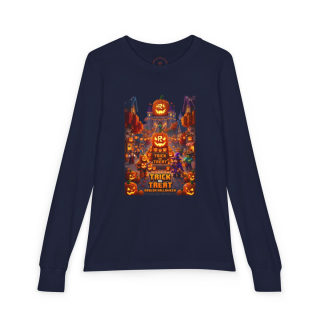Jack-O'-Lantern Halloween Street Scene Long Sleeve Kids Tee 10