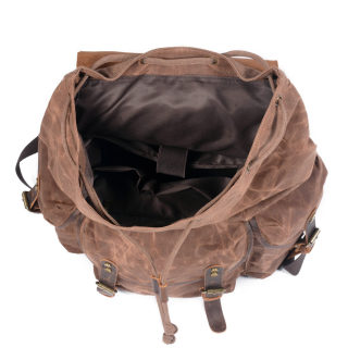 Men's Oil Wax Canvas Backpack | Computer & School Retro Drawstring Bag 2