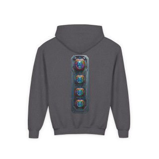 Glowing Cyber Pumpkin Kids Hoodie 57