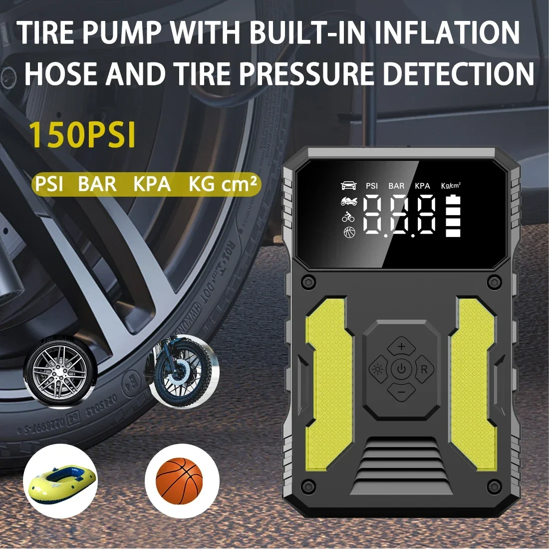 12V Car Jump Starter with Air Compressor, Portable Power Bank 2