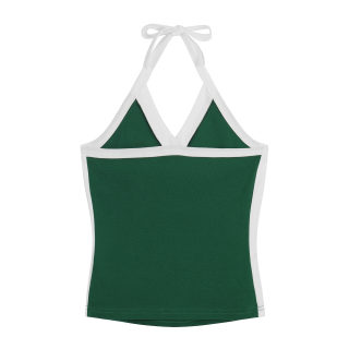 Color-Block Halter Digital Print Crop Top | Backless Bodysuit 2