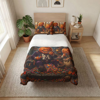 Jack-o'-Lantern Family Halloween Quilt Cover Set 4