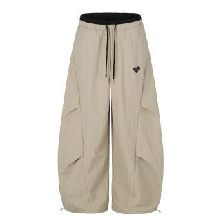 Striped Cargo Pants with Drawstring and Cuffed Hem