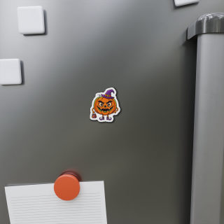 Witch Hat Pumpkin Die Cut Magnet | Halloween Jack-o'-Lantern Sticker Magnet