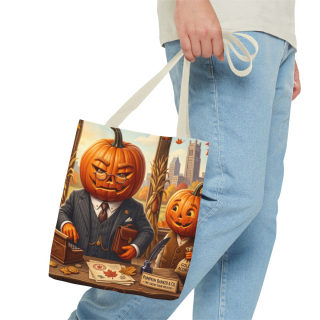 Pumpkin Head Businessmen Tote Bag | Halloween Pumpkin City Illustration 40