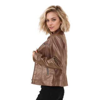 Women's Slim Fit Faux Leather Jacket 5