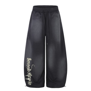 Letter Print Wide Leg Sweatpants | Drawstring Cuff Sporty Dance 3