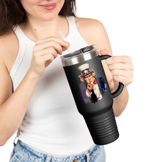 Uncle Sam Pointing Travel Mug | 40oz Insulated Patriotic Tumbler 35