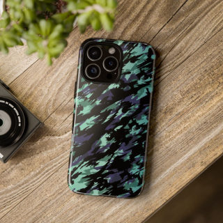 Teal Black Abstract Camo Phone Case 186