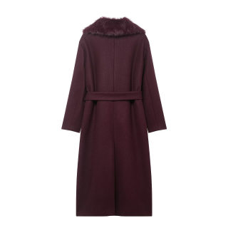 Elegant Wool Coat with Detachable Fur Collar 2
