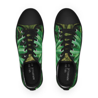 Green Succulent Print Men's Low-Top Sneakers | Aloe Plant Pattern 4