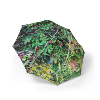 Green Foliage Print Umbrella | Botanical Leaves Rain Umbrella