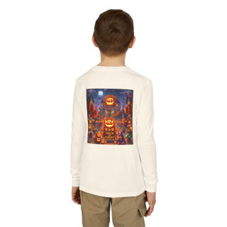 Jack-O'-Lantern Halloween Street Scene Long Sleeve Kids Tee 37