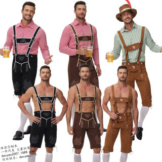 German Oktoberfest Costume Set | Plaid Shirt & Suspender Pants