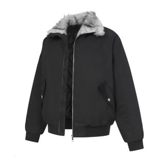 Lapel Collar Zip-Up Cotton Jacket