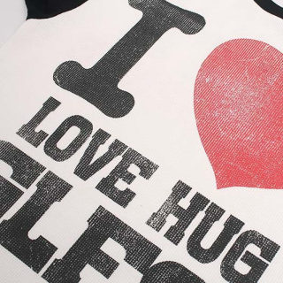 'Love' Print Contrast Splicing Short Sleeve T-Shirt | American Vintage 2
