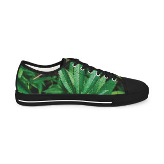 Green Succulent Print Men's Low-Top Sneakers | Aloe Plant Pattern 14