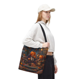 Jack-o'-Lantern Candy Haul Tote Bag | Halloween Pumpkin Scene 62