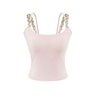 Flower Pad Knit Strap Top | Women's Slim Fit Streetwear 2