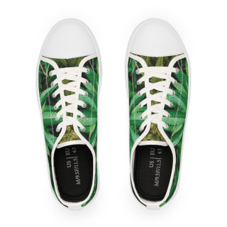 Green Succulent Print Men's Low-Top Sneakers | Aloe Plant Pattern 5