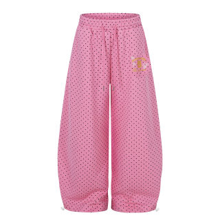 Polka Dot Number Print Wide Leg Sweatpants | Drawstring Cuff 3