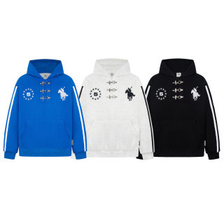 Snap Button Embroidered Webbing Hoodie | Unisex Casual Loose Fit 5