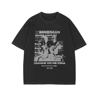 Character Letter Print Short Sleeve T-Shirt | American Retro