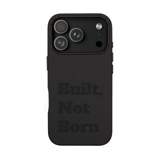 "Built, Not Born" PU Leather Phone Case | Debossed Text, Black 20