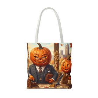 Pumpkin Head Businessmen Tote Bag | Halloween Pumpkin City Illustration 24