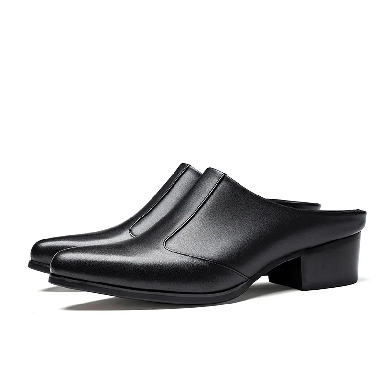 Men's Patent Leather Business Sandals | Handmade Genuine Leather, 5cm Heel 5