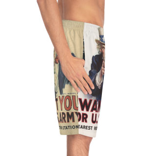 Uncle Sam I Want You board shorts | Men's Board Shorts, Patriotic USA Print 6