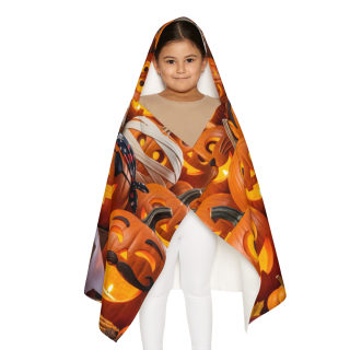 Jack-o'-Lantern Pumpkins Youth Hooded Towel | Halloween Pumpkin Pattern 4