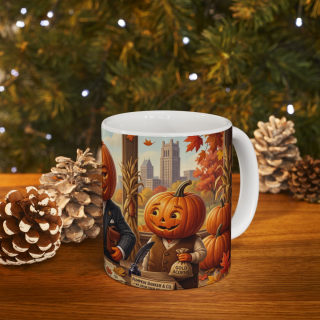 Pumpkin Head Banker Mug | Halloween Fall Autumn Ceramic Coffee Cup 15