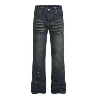 Men's Cat-Whisker Distressed Splatter-Paint Jeans