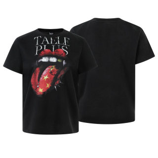 Rock Style Red Lip Print T-Shirt | Unisex Washed Distressed 4