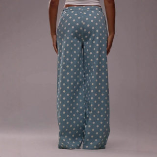 Polka Dot Loose Fit Mid-Waist Denim Pants 3