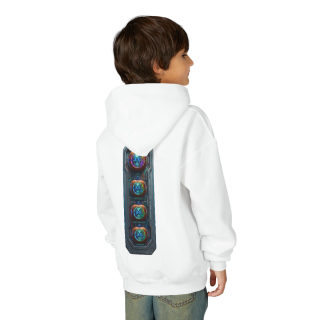 Glowing Cyber Pumpkin Kids Hoodie 66