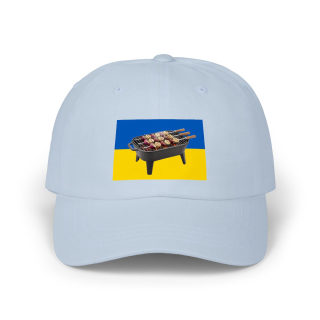 Grill Skewers on Blue Yellow Flag Dad Cap | BBQ Ukraine Baseball Hat 6