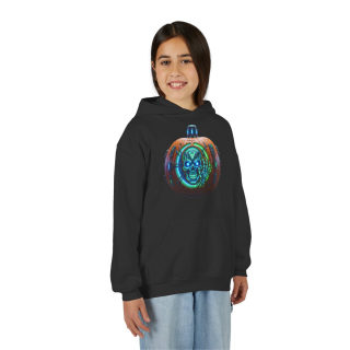 Glowing Cyber Pumpkin Kids Hoodie 35