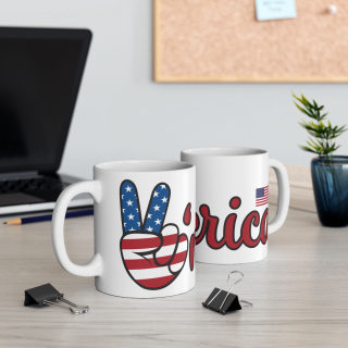 America peace sign Mug | American flag peace hand, patriotic coffee cup 12