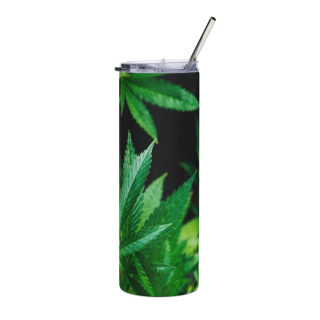 Cannabis Leaf Print Tumbler | 20oz Stainless Steel, Green Marijuana Leaf Design 4